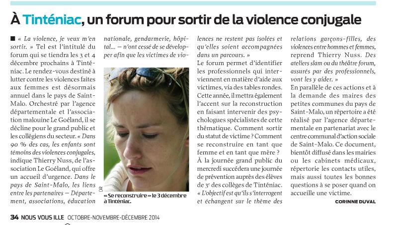 Article nous vous ille a tinteniac un forum pour sortir de la violence conjugale